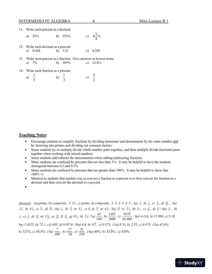 Revision Notes for Intermediate Algebra, 13th Edition, page 8