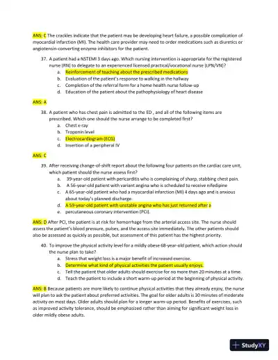 2022-2023 ATI RN Medical Surgical Exam with Answers (269 Solved Questions) - Page 10 preview image