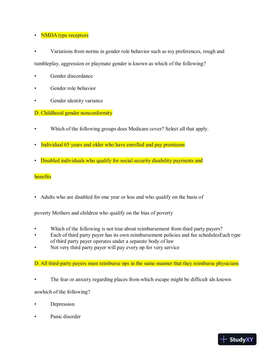 2023 NRNP6675 Mental Health Midterm Exam Week 6 With Answers (114 Solved Questions), page 11
