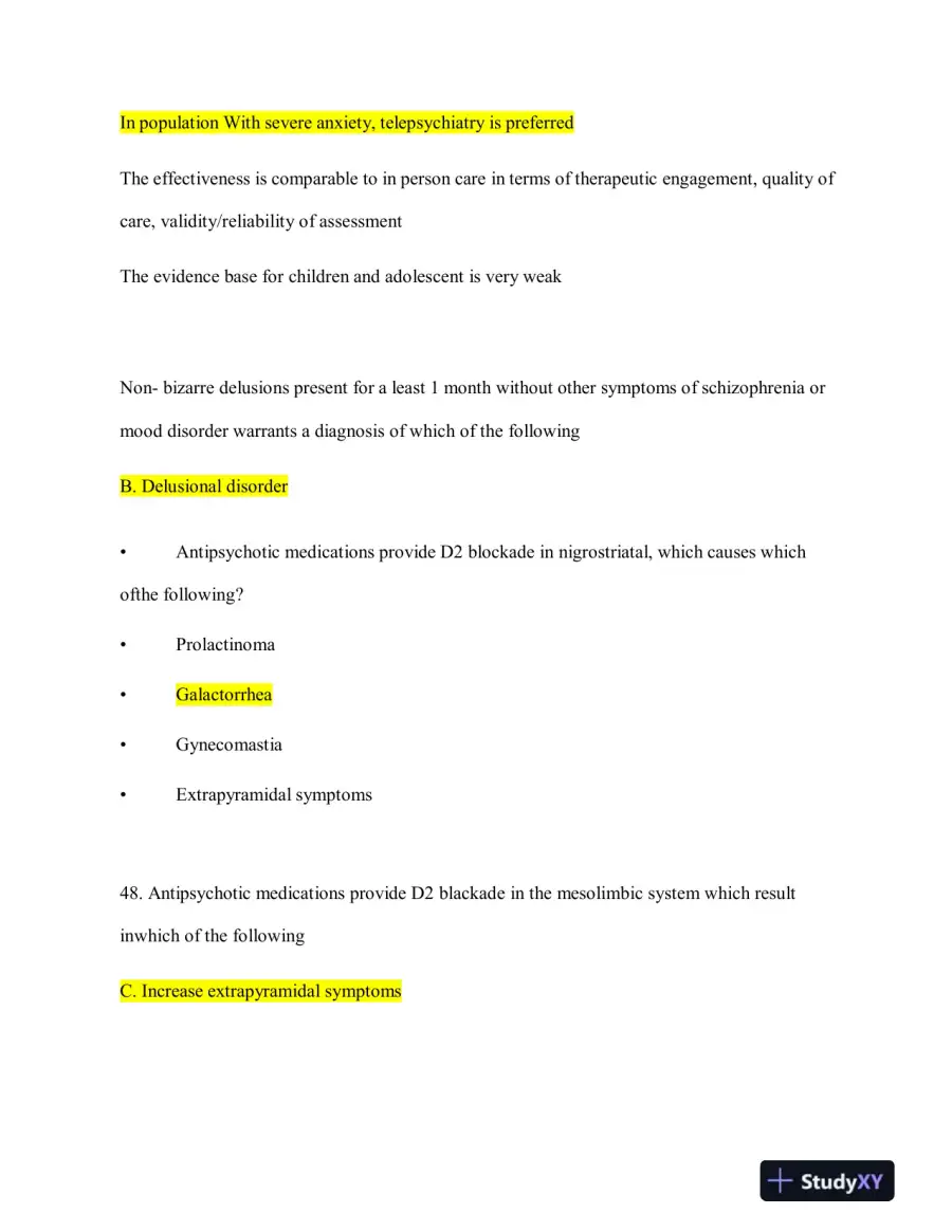 2023 NRNP6675 Mental Health Midterm Exam Week 6 With Answers (114 Solved Questions), page 7