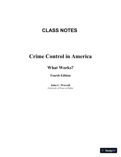 Lecture Notes For Crime Control In America: What Works, 4th Edition - Page 1 preview image