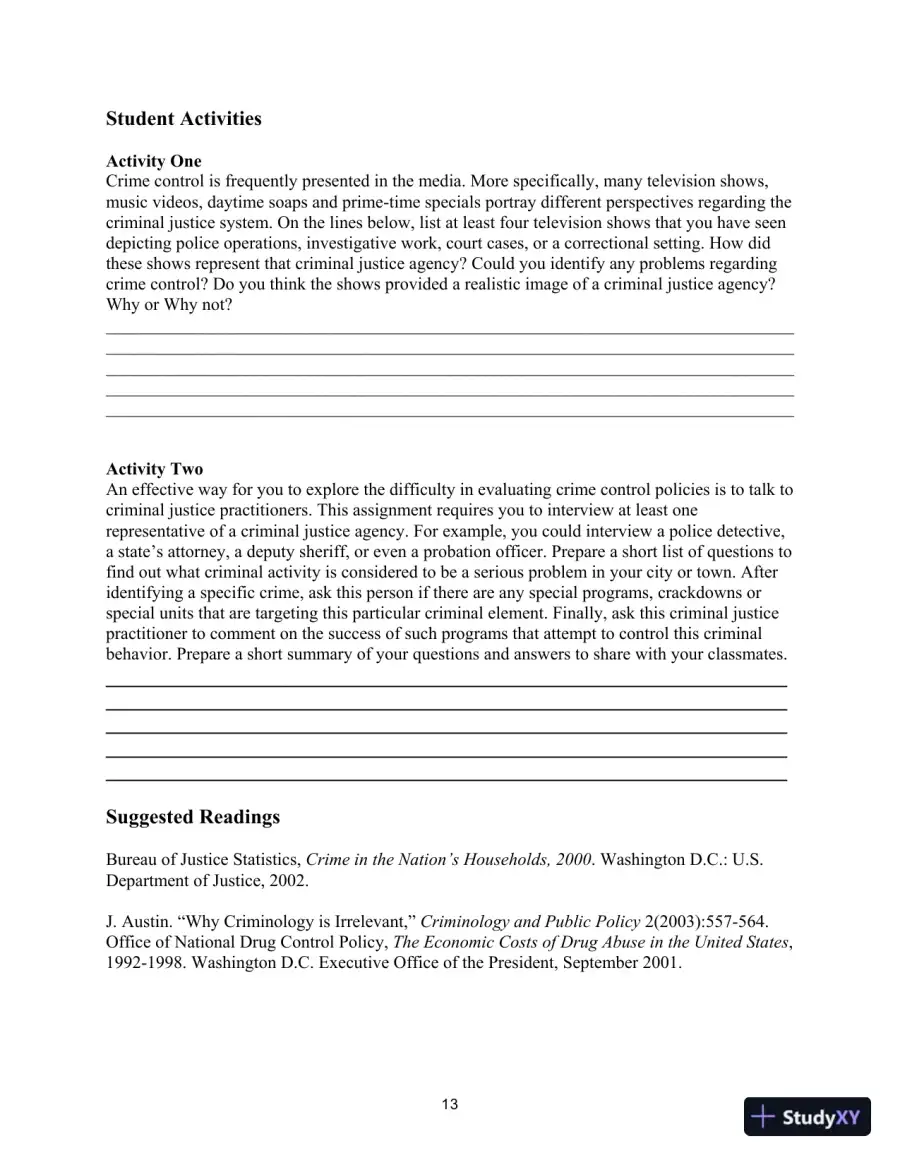 Lecture Notes For Crime Control In America: What Works, 4th Edition, page 12