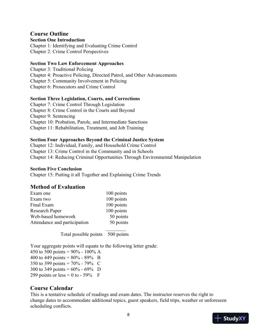 Lecture Notes For Crime Control In America: What Works, 4th Edition, page 7
