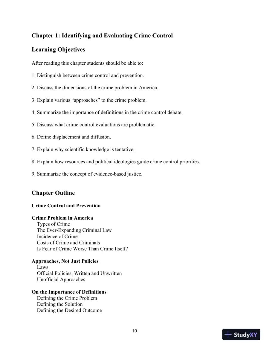 Lecture Notes For Crime Control In America: What Works, 4th Edition, page 9