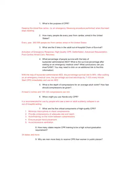CPR First Aid AED CPR WEBQUEST Sydney Nguyen - Page 1 preview image