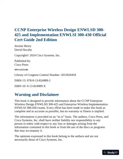CCNP Enterprise Wireless Design ENWLSD 300-425 and Implementation ENWLSI 300-430 Official Cert Guide (2024) - Page 8 preview image
