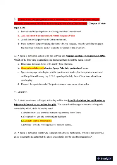 ATI Fundamentals of Nursing Practice Exam With Answers (465 Solved Questions) - Page 11 preview image