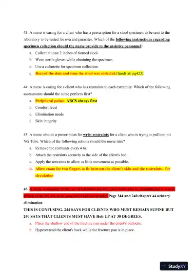 ATI Fundamentals of Nursing Practice Exam With Answers (465 Solved Questions) - Page 14 preview image