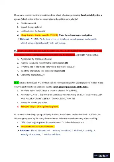 ATI Fundamentals of Nursing Practice Exam With Answers (465 Solved Questions) - Page 6 preview image