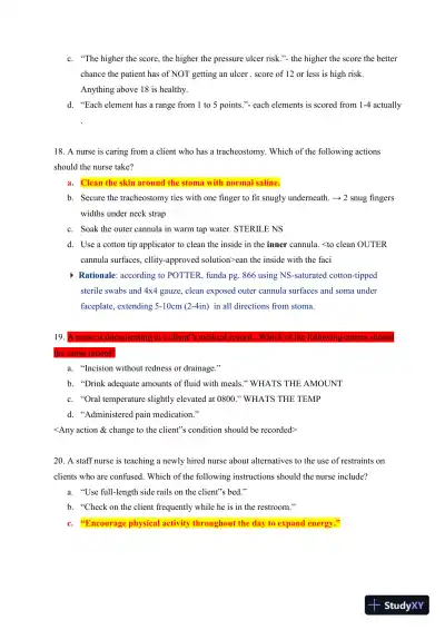 ATI Fundamentals of Nursing Practice Exam With Answers (465 Solved Questions) - Page 7 preview image