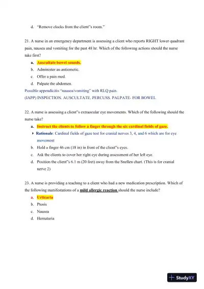 ATI Fundamentals of Nursing Practice Exam With Answers (465 Solved Questions) - Page 8 preview image