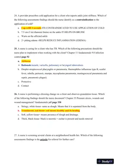 ATI Fundamentals of Nursing Practice Exam With Answers (465 Solved Questions) - Page 9 preview image