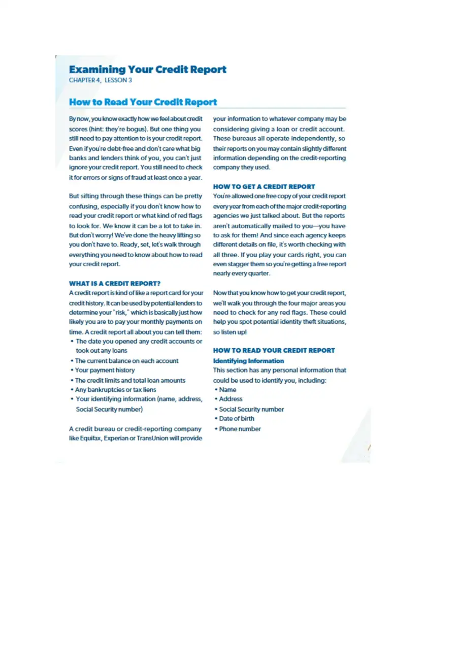 Understanding Credit Reports Analyzing John's Fina, page 3