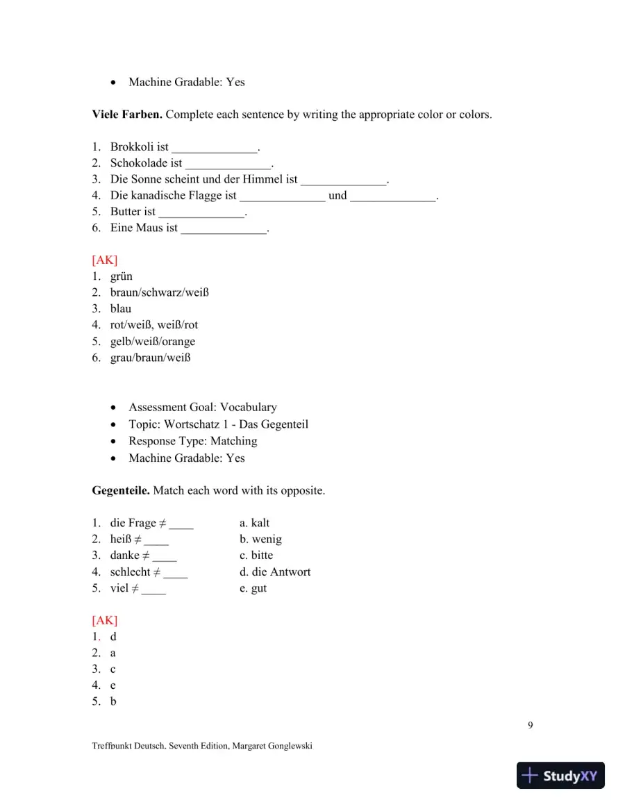 Solution Manual for Treffpunkt Deutsch, 7th Edition, page 10