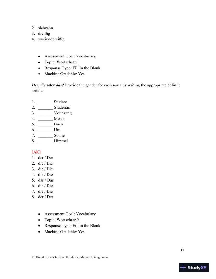 Solution Manual for Treffpunkt Deutsch, 7th Edition, page 13