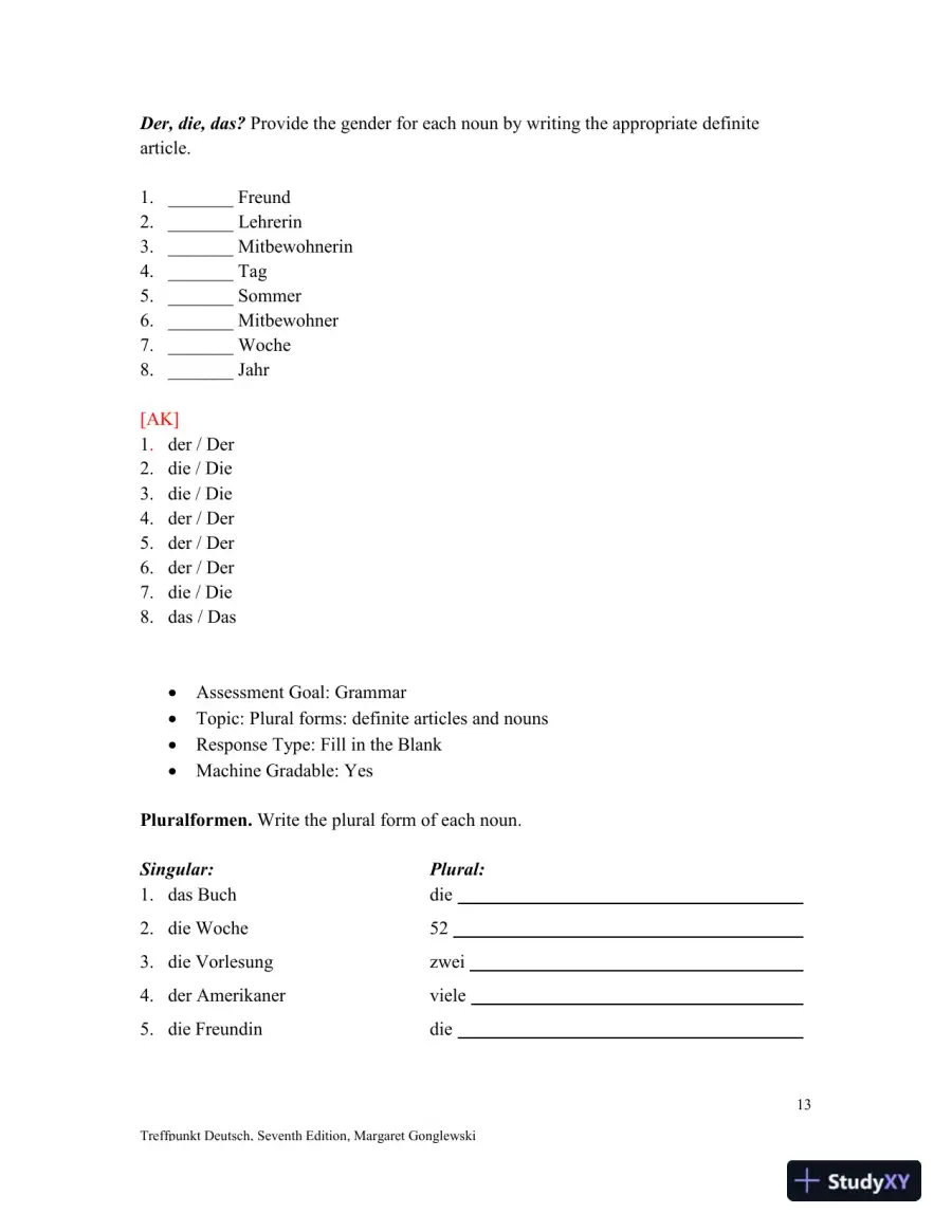 Solution Manual for Treffpunkt Deutsch, 7th Edition, page 14