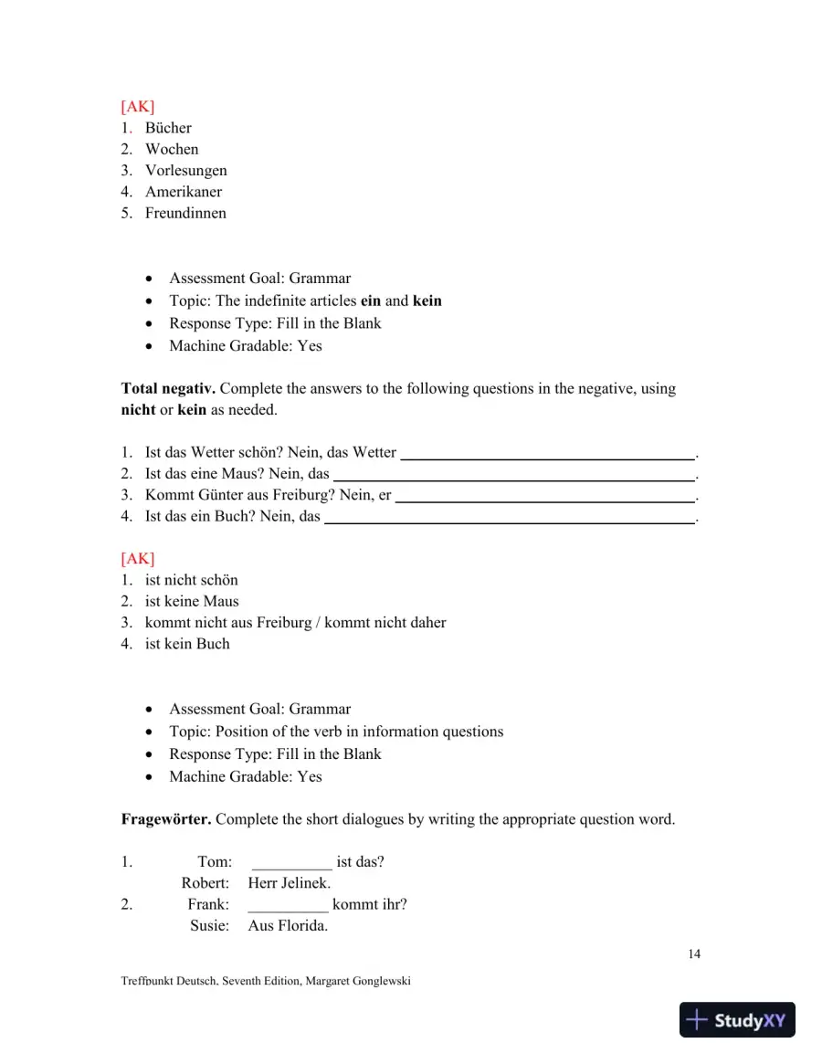 Solution Manual for Treffpunkt Deutsch, 7th Edition, page 15