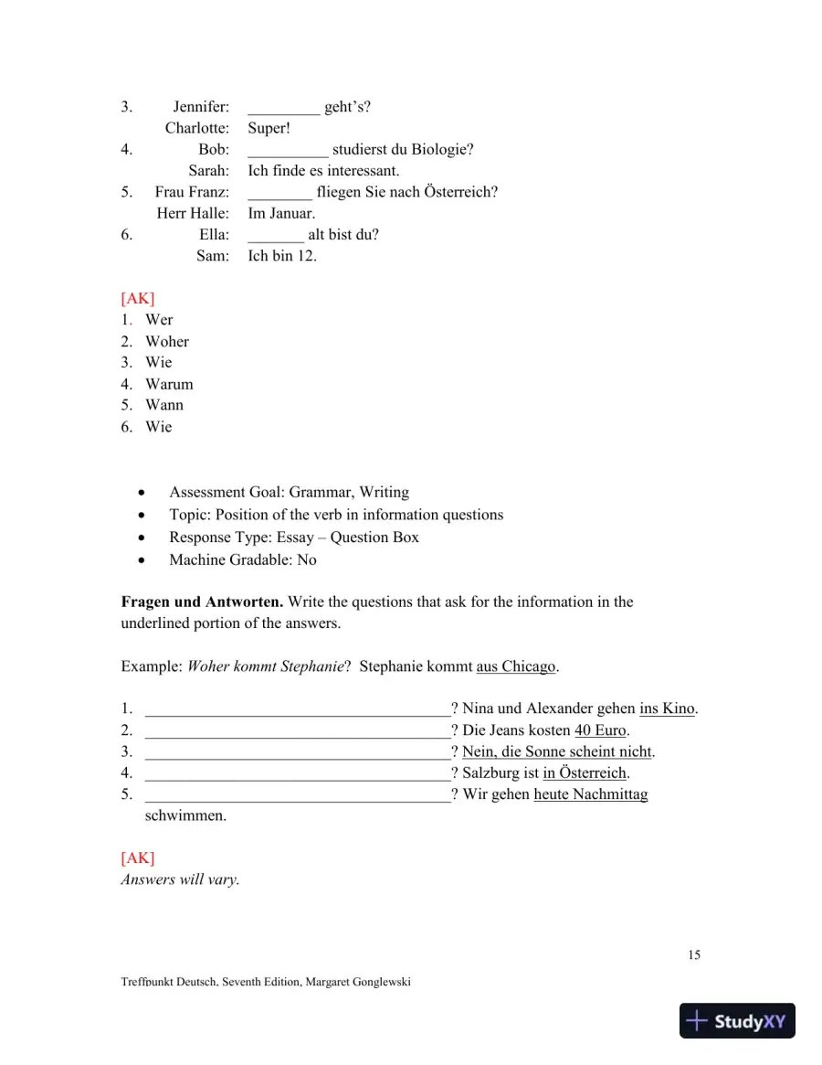 Solution Manual for Treffpunkt Deutsch, 7th Edition, page 16