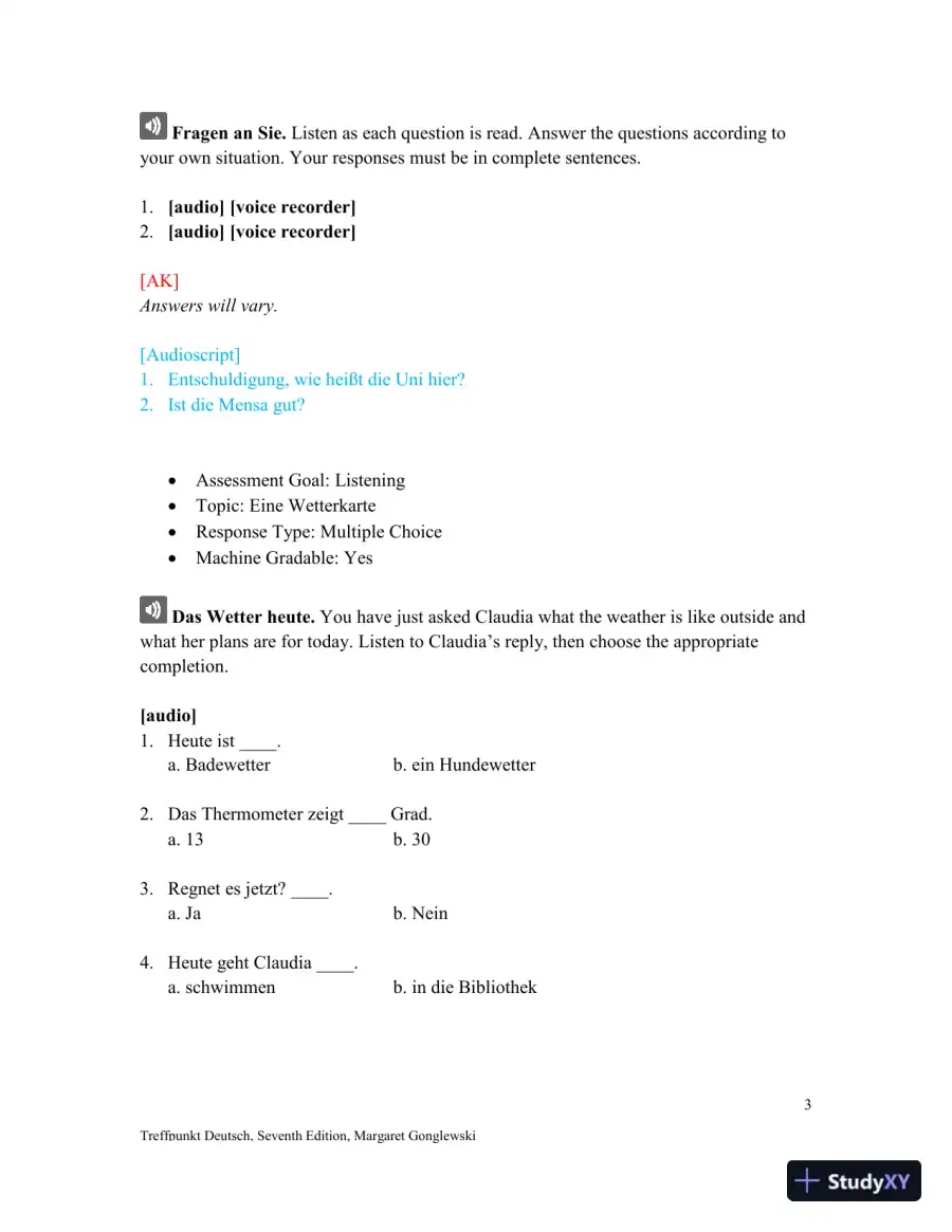 Solution Manual for Treffpunkt Deutsch, 7th Edition, page 4