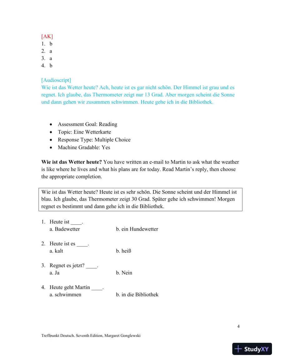 Solution Manual for Treffpunkt Deutsch, 7th Edition, page 5