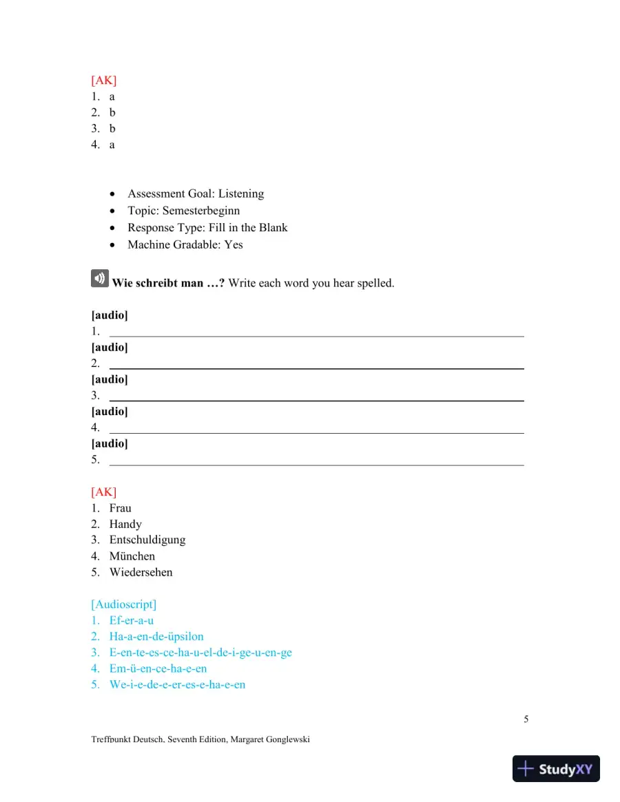 Solution Manual for Treffpunkt Deutsch, 7th Edition, page 6