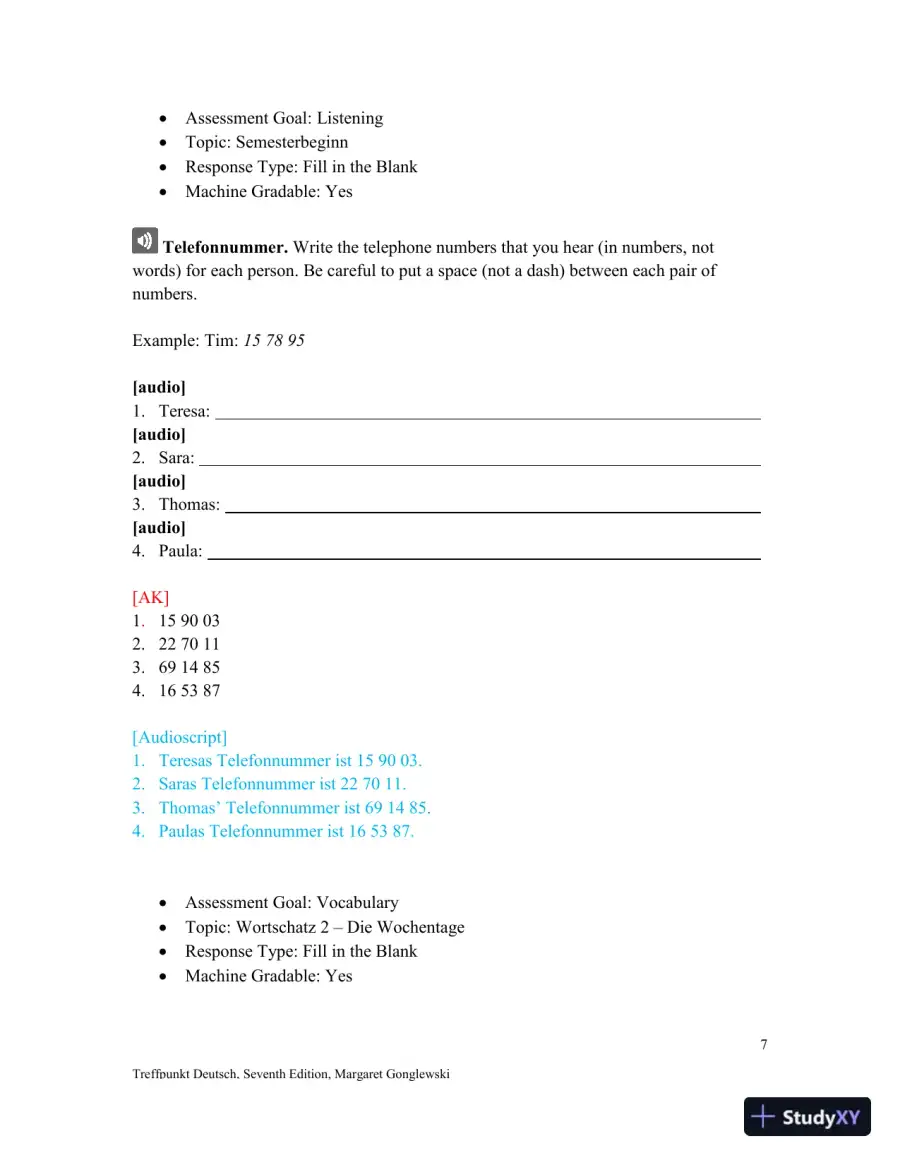 Solution Manual for Treffpunkt Deutsch, 7th Edition, page 8