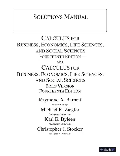 Solution Manual for Calculus for Business, Economics, Life Sciences and Social Sciences, 14th Edition - Page 1 preview image