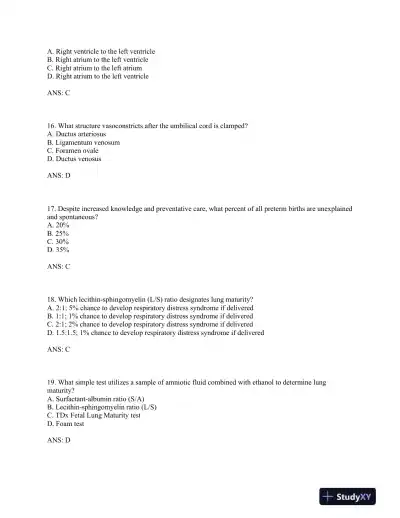 Neonatal and Pediatric Respiratory Care: A Patient Case Method, 1st Edition Test Bank - Page 10 preview image