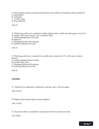 Neonatal and Pediatric Respiratory Care: A Patient Case Method, 1st Edition Test Bank - Page 11 preview image
