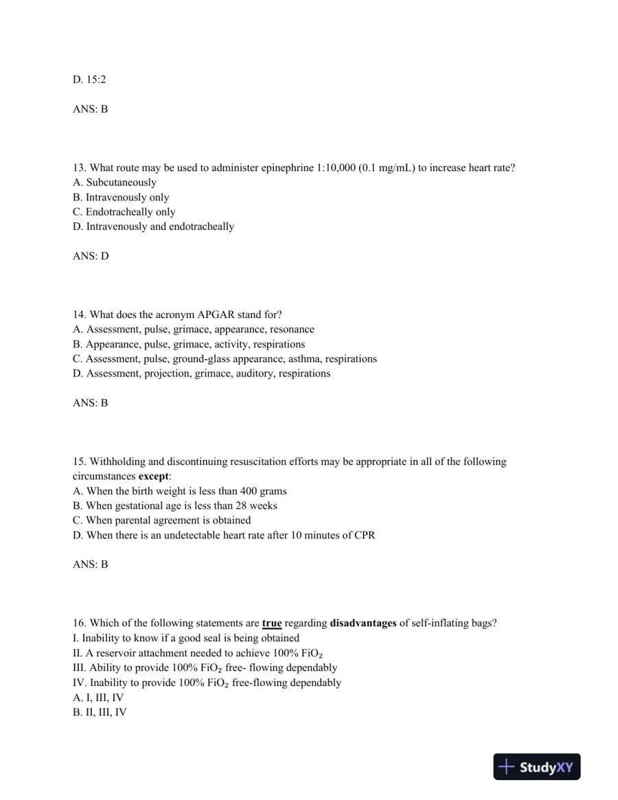 Neonatal and Pediatric Respiratory Care: A Patient Case Method, 1st Edition Test Bank, page 15