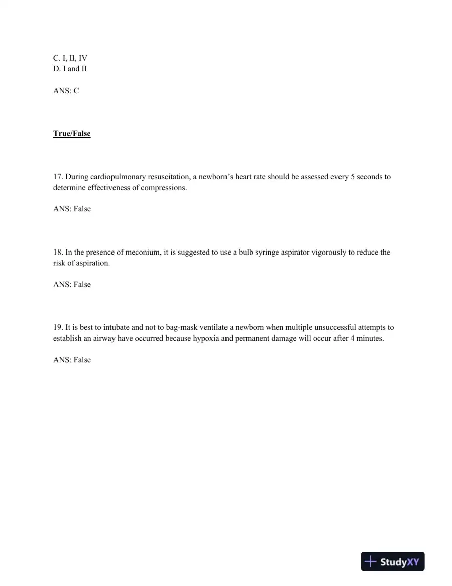 Neonatal and Pediatric Respiratory Care: A Patient Case Method, 1st Edition Test Bank, page 16