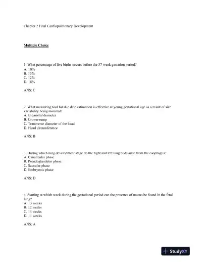 Neonatal and Pediatric Respiratory Care: A Patient Case Method, 1st Edition Test Bank - Page 7 preview image
