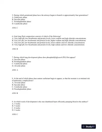 Neonatal and Pediatric Respiratory Care: A Patient Case Method, 1st Edition Test Bank - Page 8 preview image