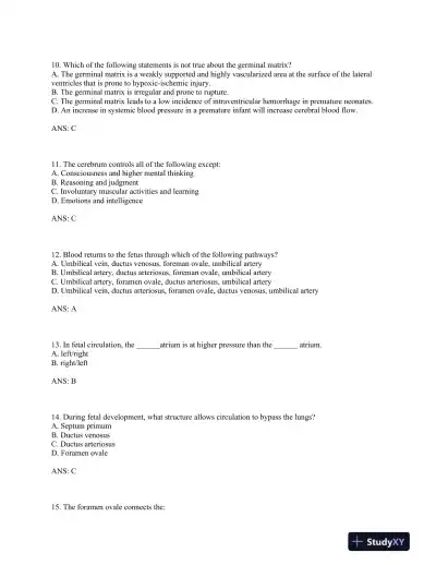 Neonatal and Pediatric Respiratory Care: A Patient Case Method, 1st Edition Test Bank - Page 9 preview image