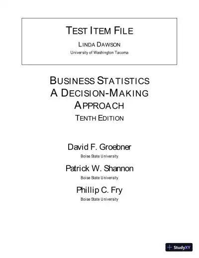 Test Bank for Business Statistics: A Decision-Making Approach, 10th Edition - Page 1 preview image
