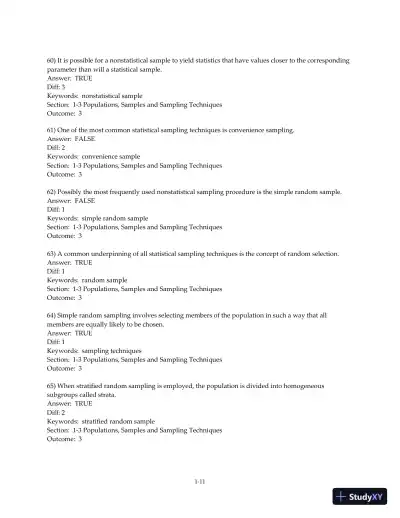Test Bank for Business Statistics: A Decision-Making Approach, 10th Edition - Page 13 preview image