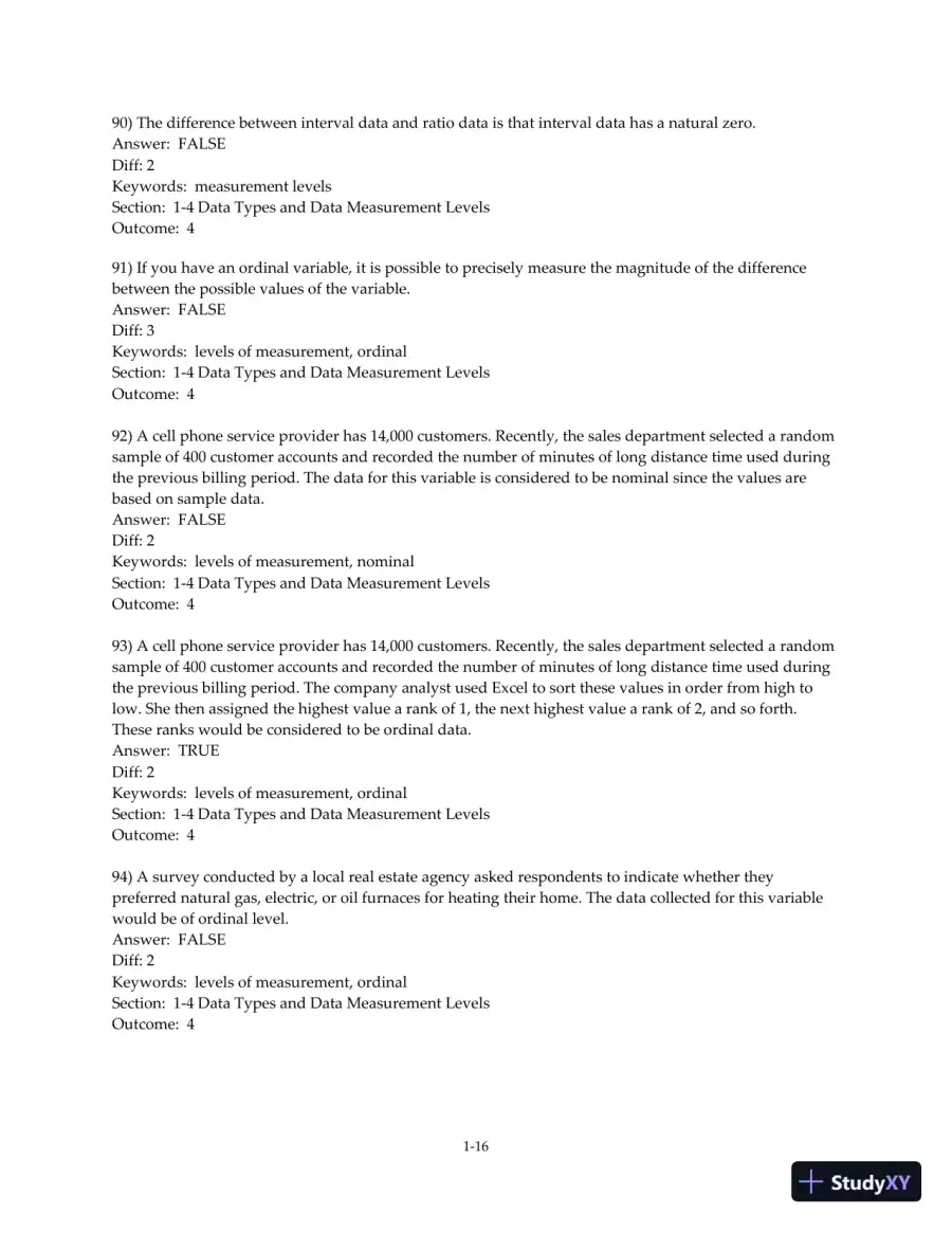 Test Bank for Business Statistics: A Decision-Making Approach, 10th Edition, page 18