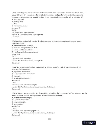 Test Bank for Business Statistics: A Decision-Making Approach, 10th Edition - Page 26 preview image