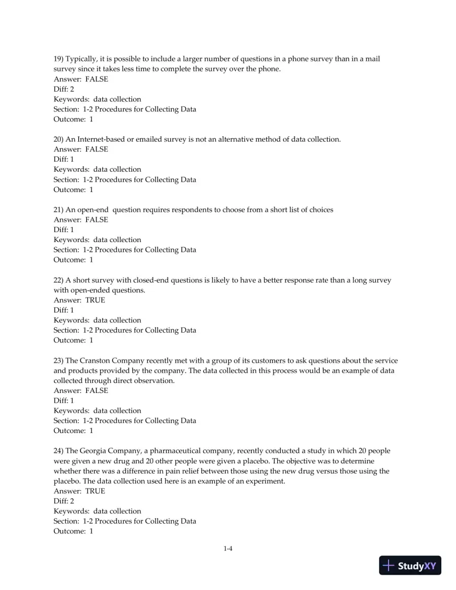 Test Bank for Business Statistics: A Decision-Making Approach, 10th Edition, page 6