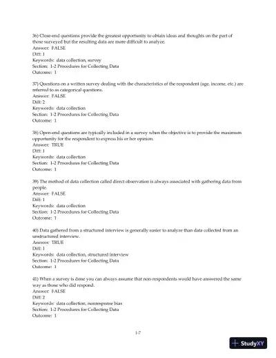 Test Bank for Business Statistics: A Decision-Making Approach, 10th Edition - Page 9 preview image