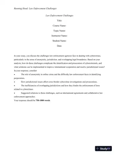Law Enforcement Challenges: The Challenges of Cybercrime: Anonymity, Jurisdiction, and International Cooperation - Page 1 preview image