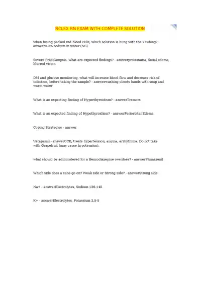 NCLEX RN Exam With Completed Solution - Page 1 preview image
