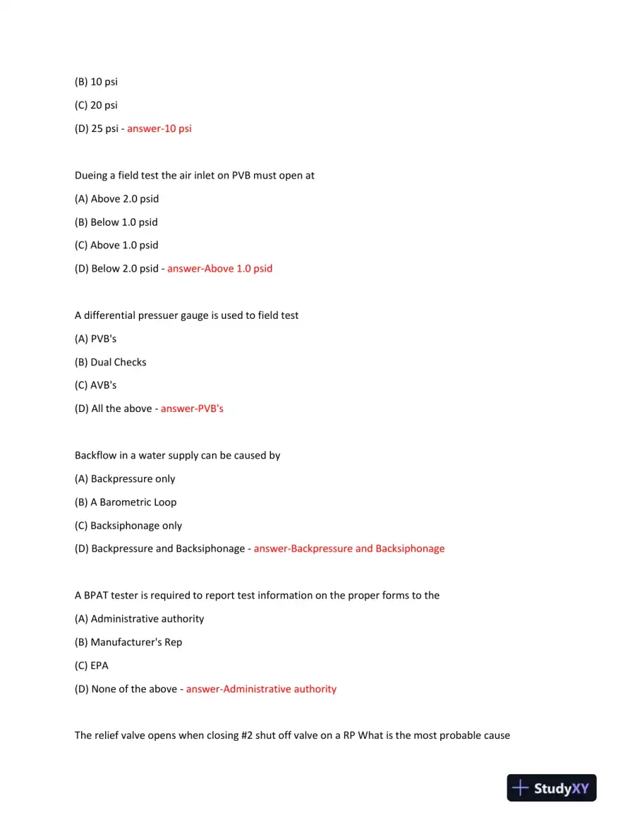 Backflow Prevention Practice Exam With Answers (100 Solved Questions), page 3