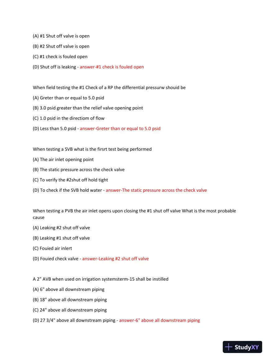 Backflow Prevention Practice Exam With Answers (100 Solved Questions), page 4