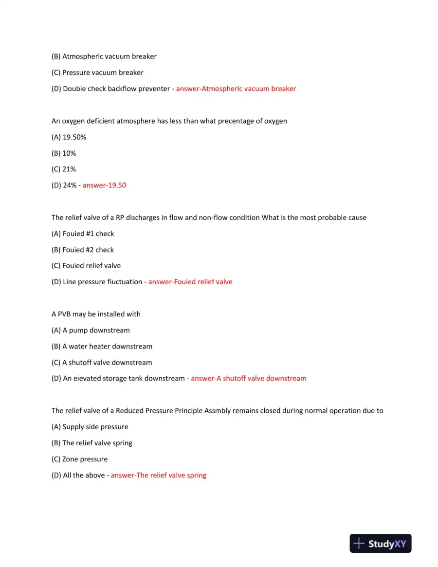 Backflow Prevention Practice Exam With Answers (100 Solved Questions), page 6
