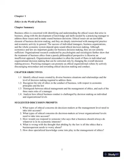Test Bank for Ethics and the Conduct of Business, 8th Edition - Page 1 preview image