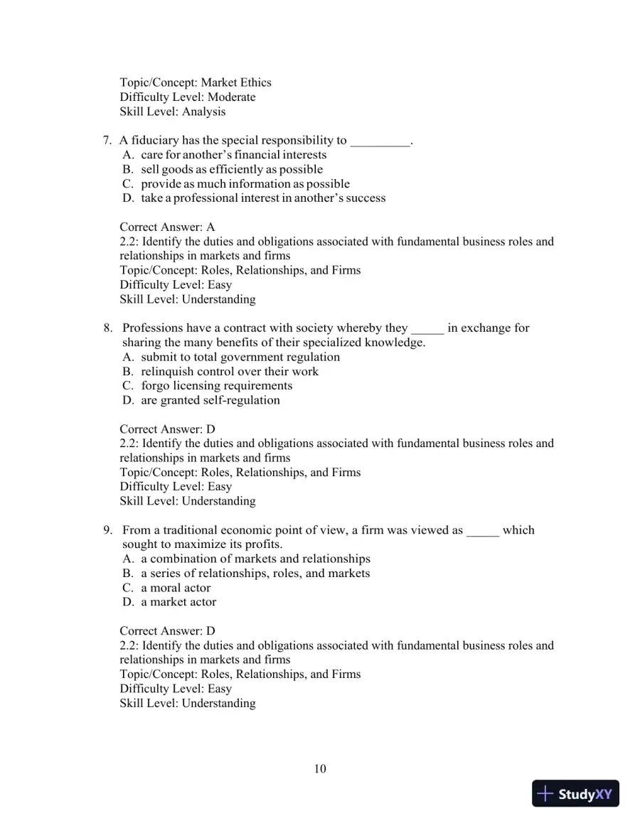 Test Bank for Ethics and the Conduct of Business, 8th Edition, page 11