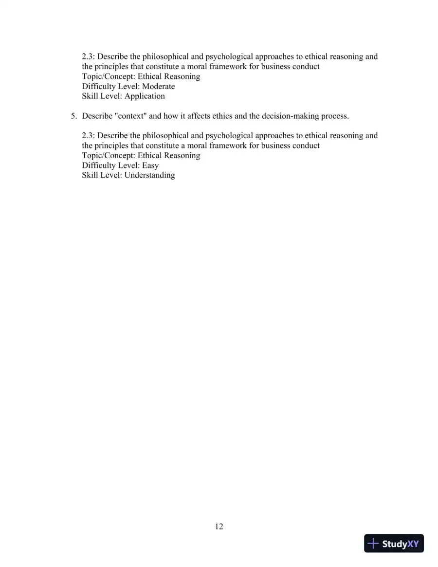 Test Bank for Ethics and the Conduct of Business, 8th Edition, page 13
