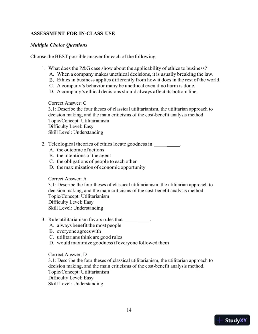 Test Bank for Ethics and the Conduct of Business, 8th Edition, page 15