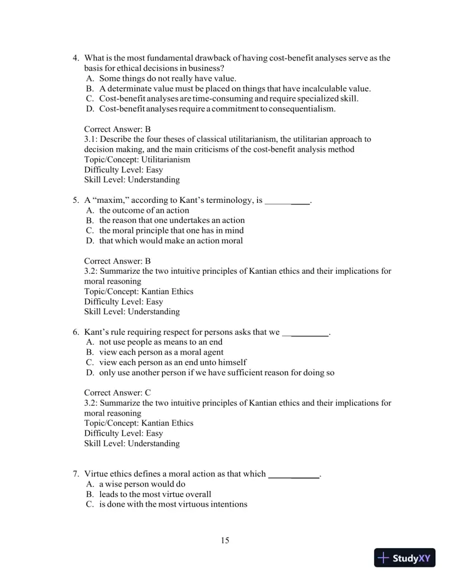 Test Bank for Ethics and the Conduct of Business, 8th Edition, page 16